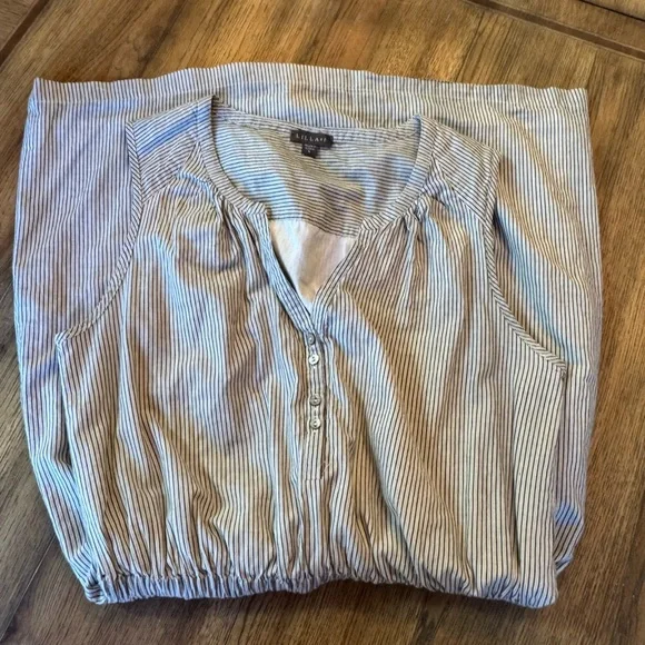 Lilla P Split Neck Striped Sleeveless Lined Cotton Shirt Dress Women’s S Midi - Picture 3 of 14